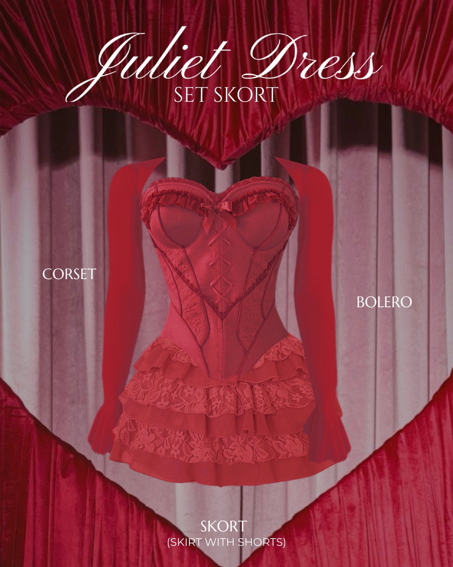 Juliet Dress (Corset + bolero + skort: skirt with shorts)