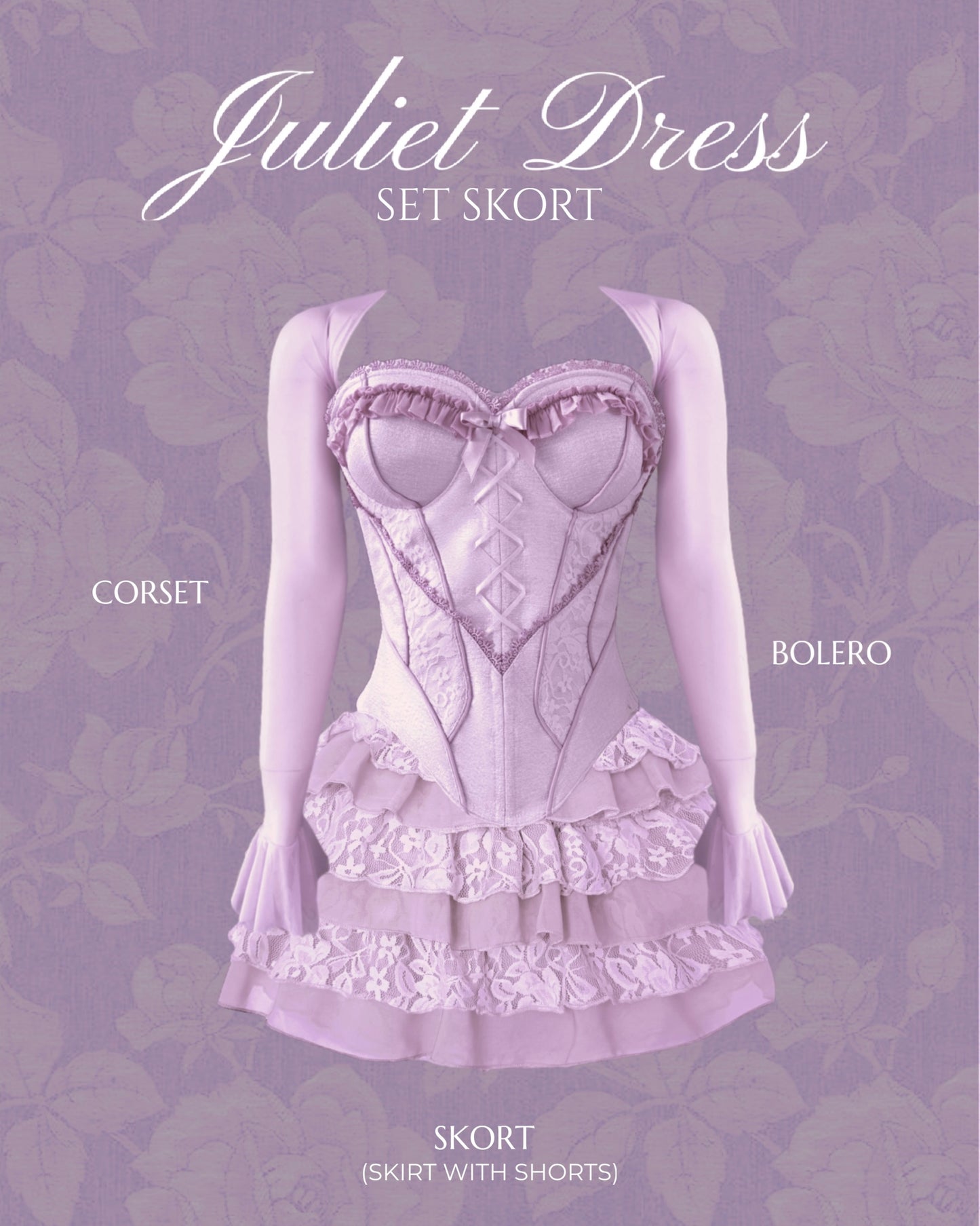 Juliet Dress (Corset + bolero + skort: skirt with shorts)